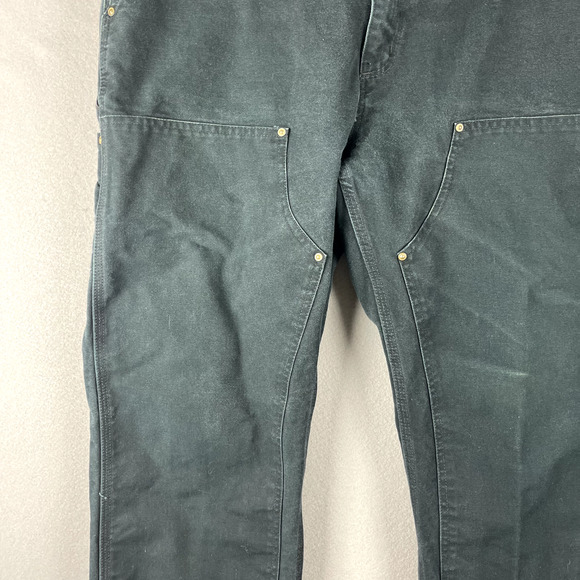 VTG Carhartt Double Knee Pants Mens 36x30 Black Duck Canvas Workwear Faded Black - Picture 4 of 16